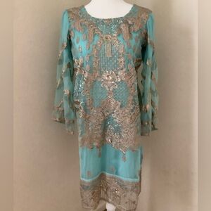 2pc blue shalwar kameez dress set